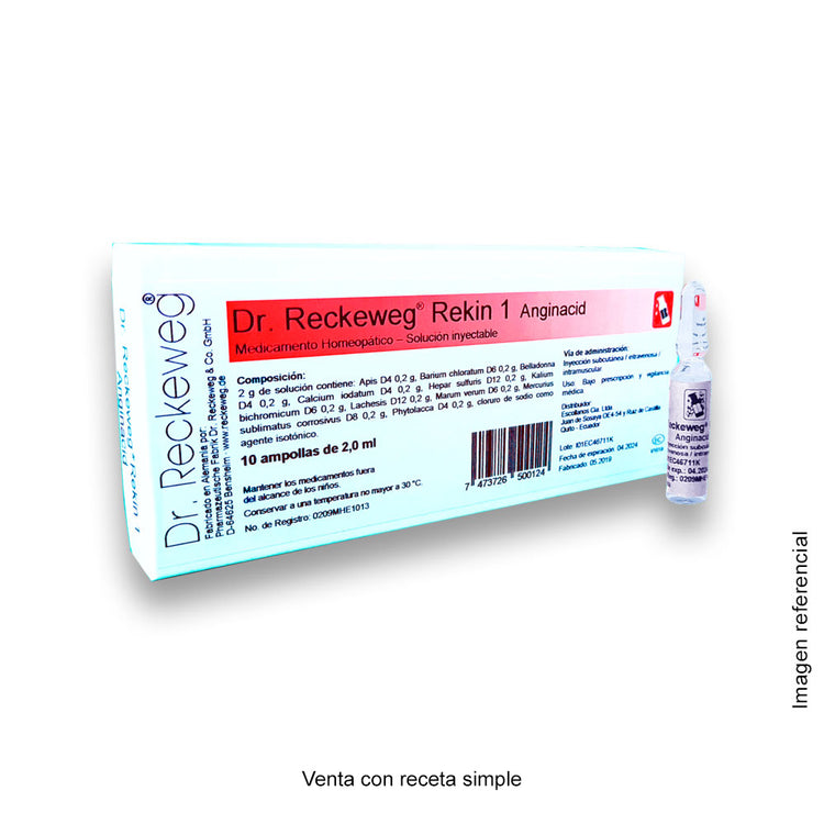 Dr. Reckeweg Rekin 1 Anginacid 10 ampollas 2,0ml